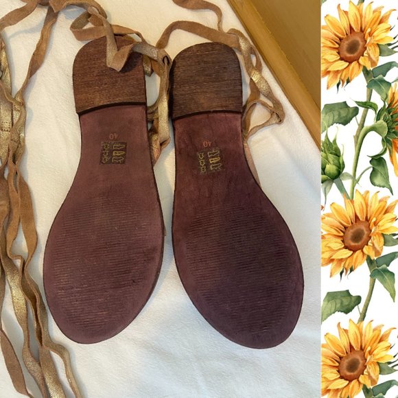 Free People Dahlia Sunkissed Metallic Leather Lace-Up Sandals Size 7 - Picture 8 of 14